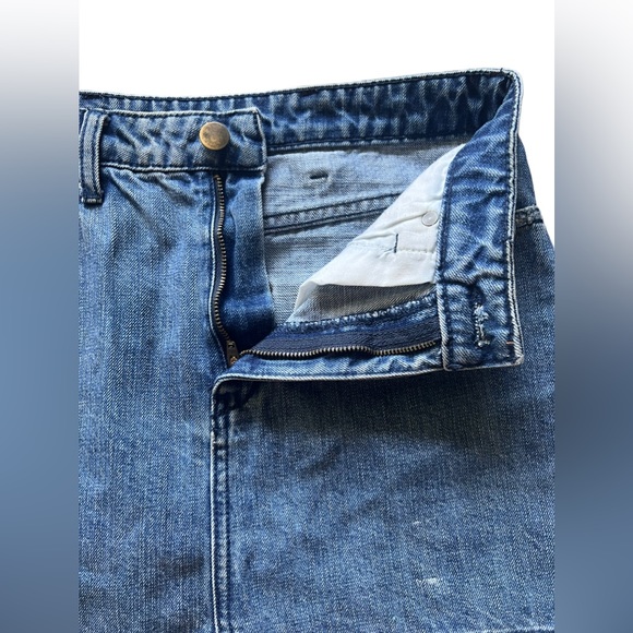 Free People Denim Mini Skirt Size 2 Women's Blue Distressed Raw Hem Boho - Picture 7 of 12